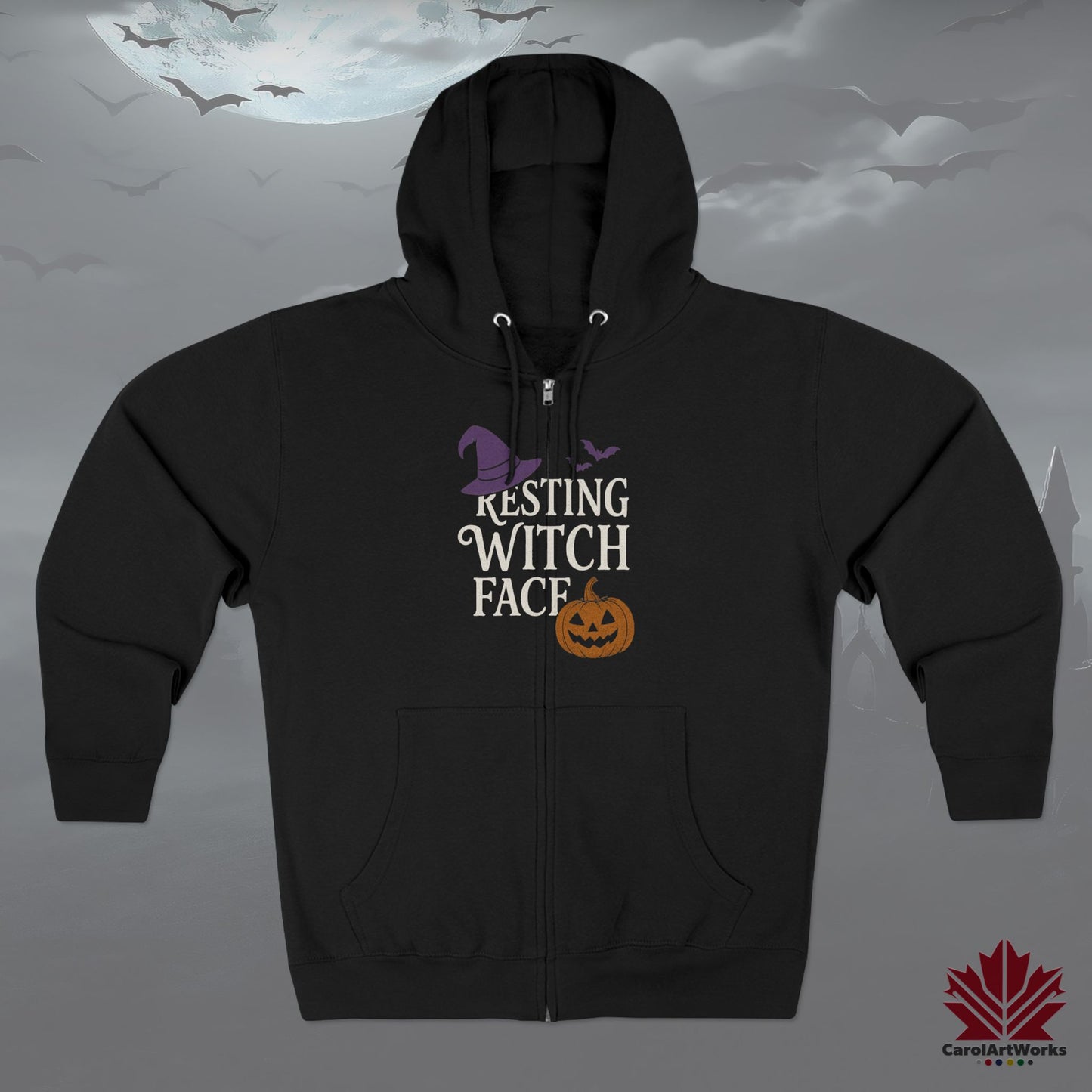 Resting Witch Face – Zip Hoodie - Funny Witch Halloween Design for Spooky Season