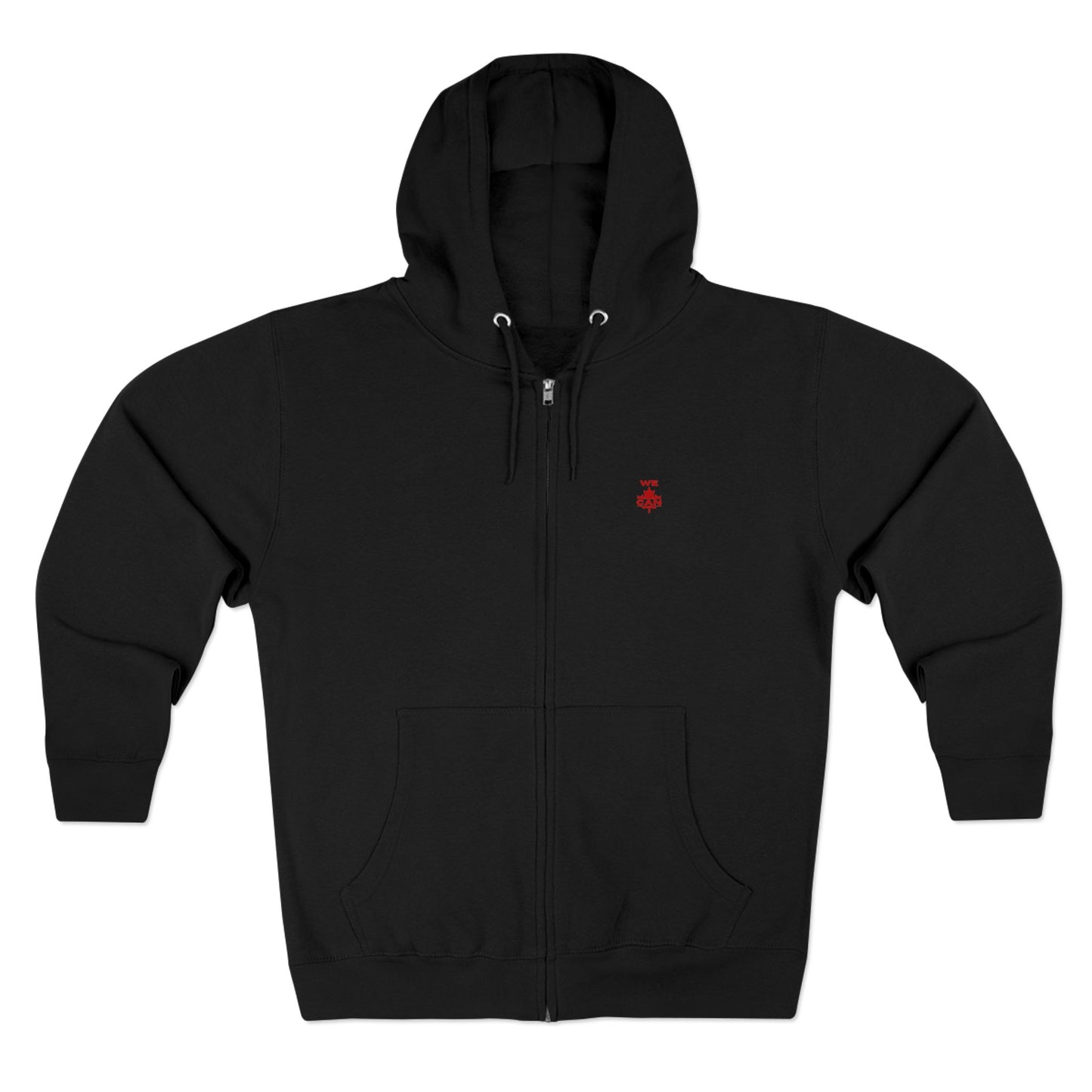 “WE CAN” with Maple Leaf Unisex Zip Hoodie – Motivational Hoodie for Everyday Comfort, Canada Pride