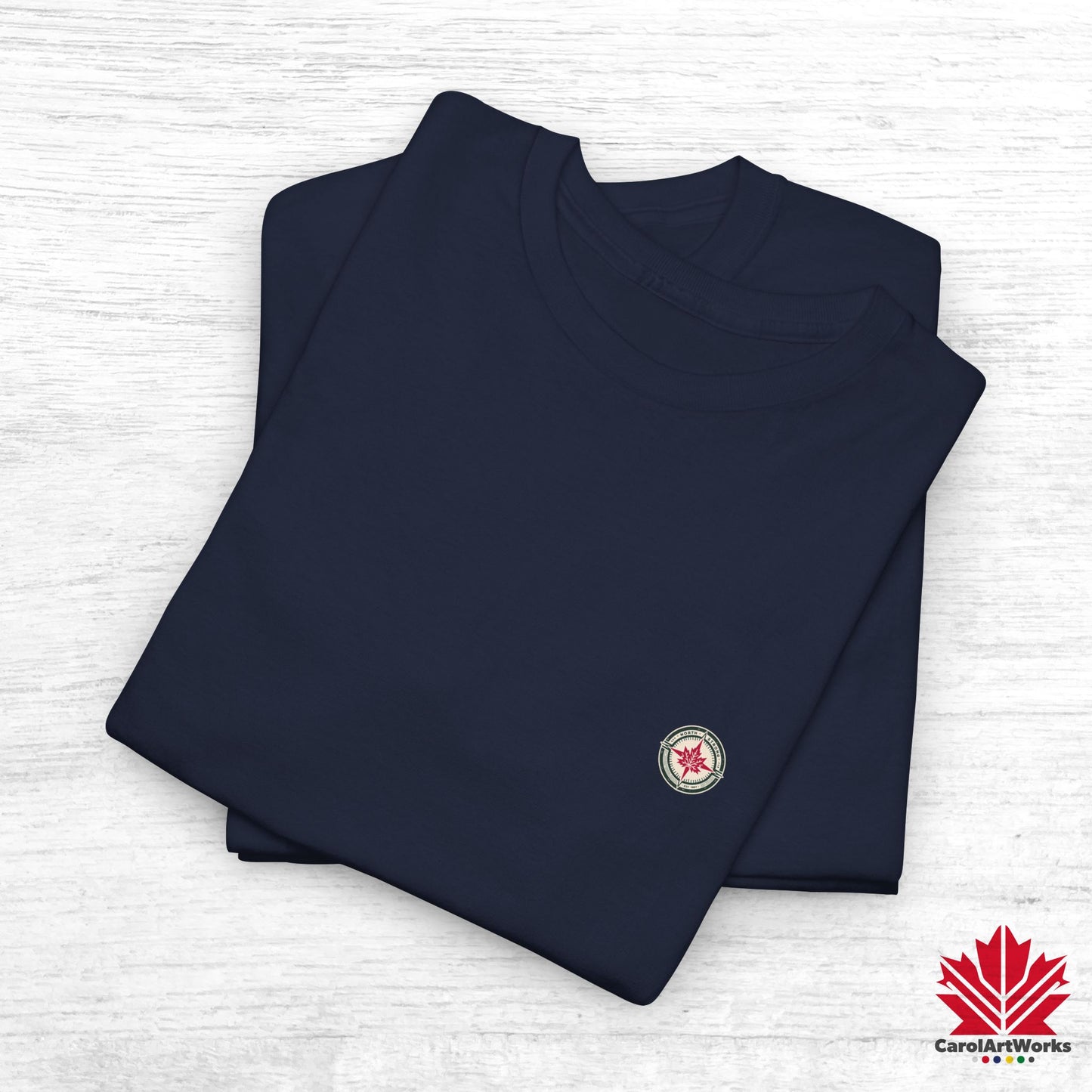 “North Strong” Compass Design – Unisex Cotton Tee – Navigate Adventure with Canadian Pride