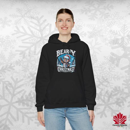 Beary Christmas Hoodie | Funny Bear Christmas Hoodie | Canadian Fleece Hoodie – Premium Softstyle Cotton