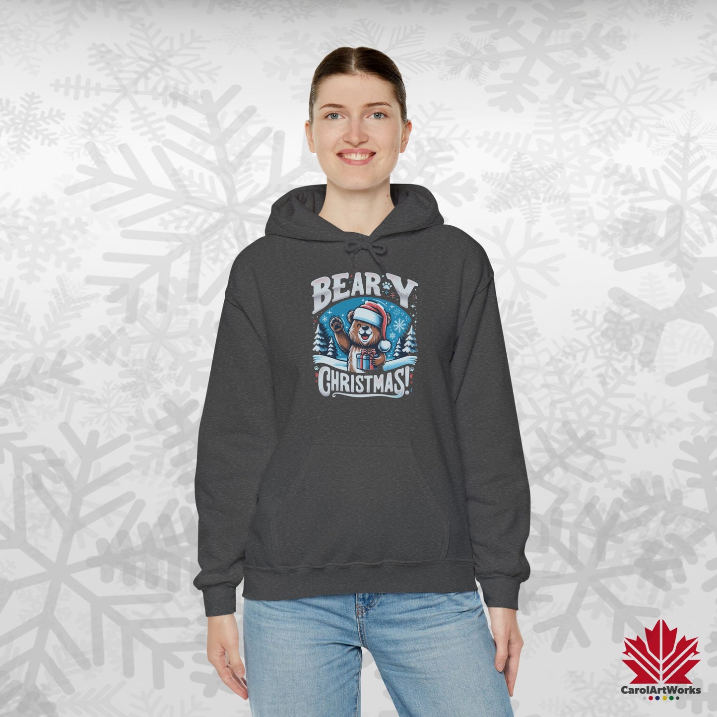 Beary Christmas Hoodie | Funny Bear Christmas Hoodie | Canadian Fleece Hoodie – Premium Softstyle Cotton