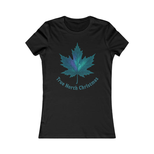 True North Christmas Women’s Tee | Maple Leaf Holiday Shirt | Canadian-Made Premium Cotton Top