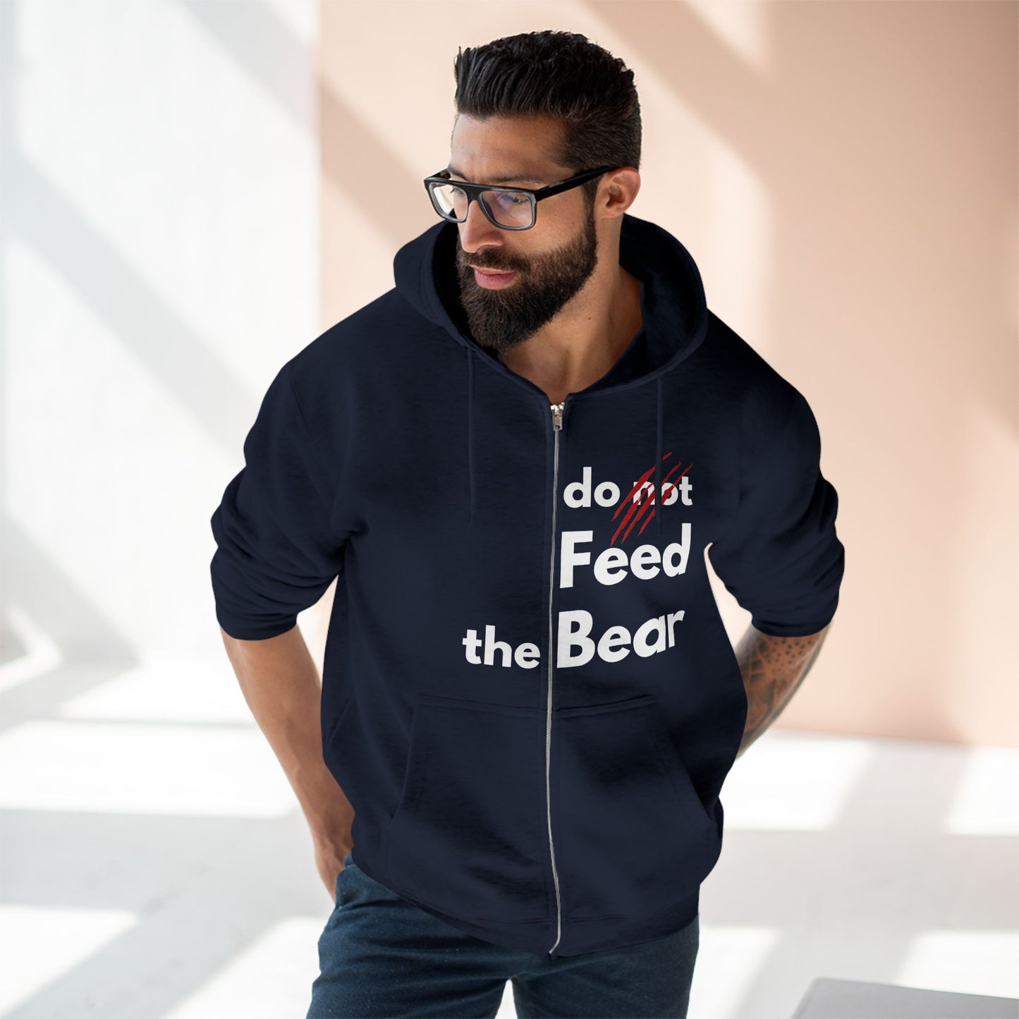 “Don’t Feed the Bear” Unisex Zip Hoodie – Cozy & Fun for Outdoors Enthusiasts