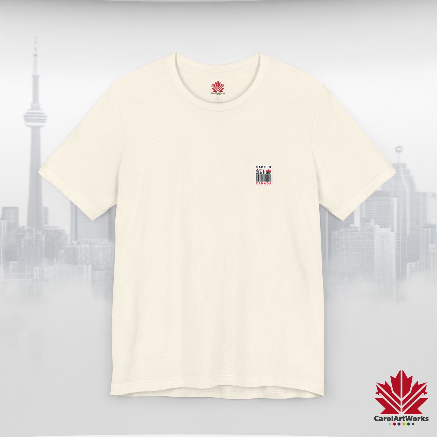 "Made in Canada" product label Design Unisex Short Sleeve Tee β Minimalist, Playful, and Proud