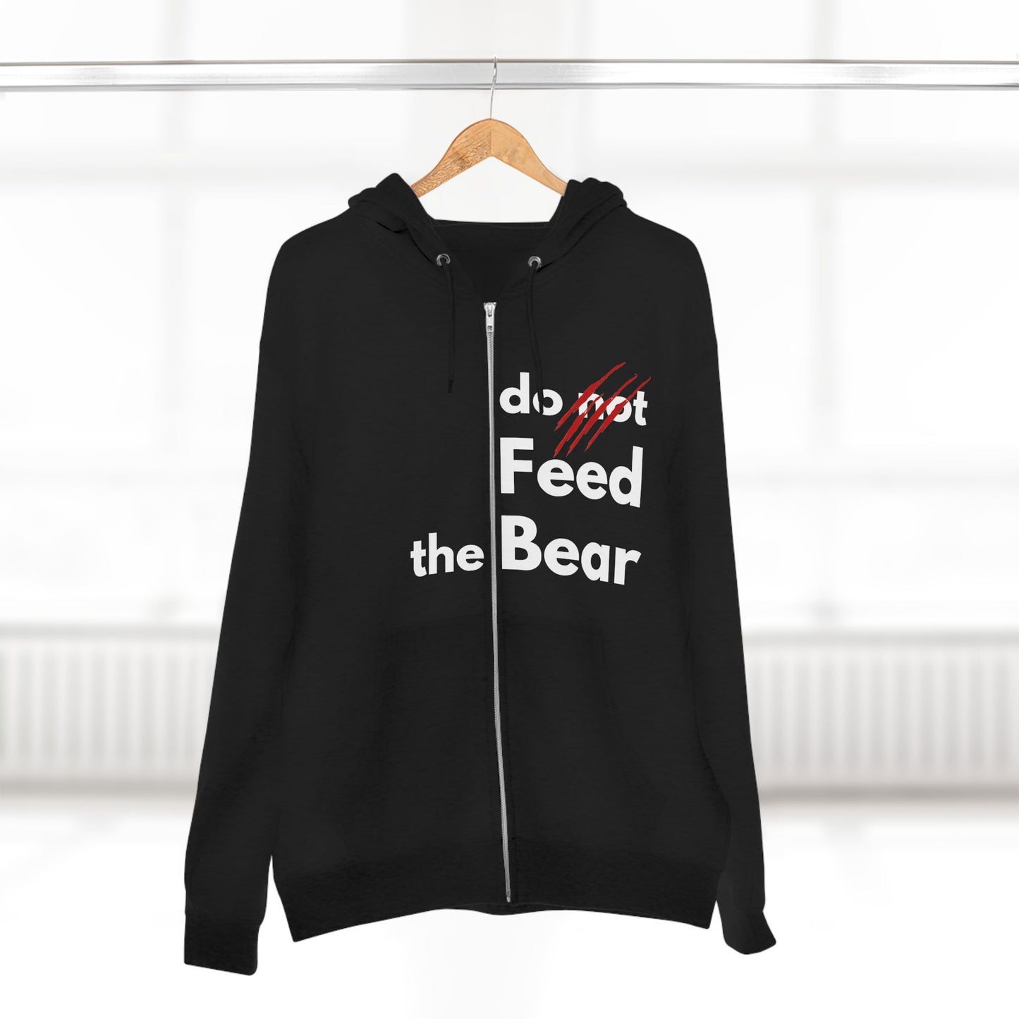 “Don’t Feed the Bear” Unisex Zip Hoodie – Cozy & Fun for Outdoors Enthusiasts