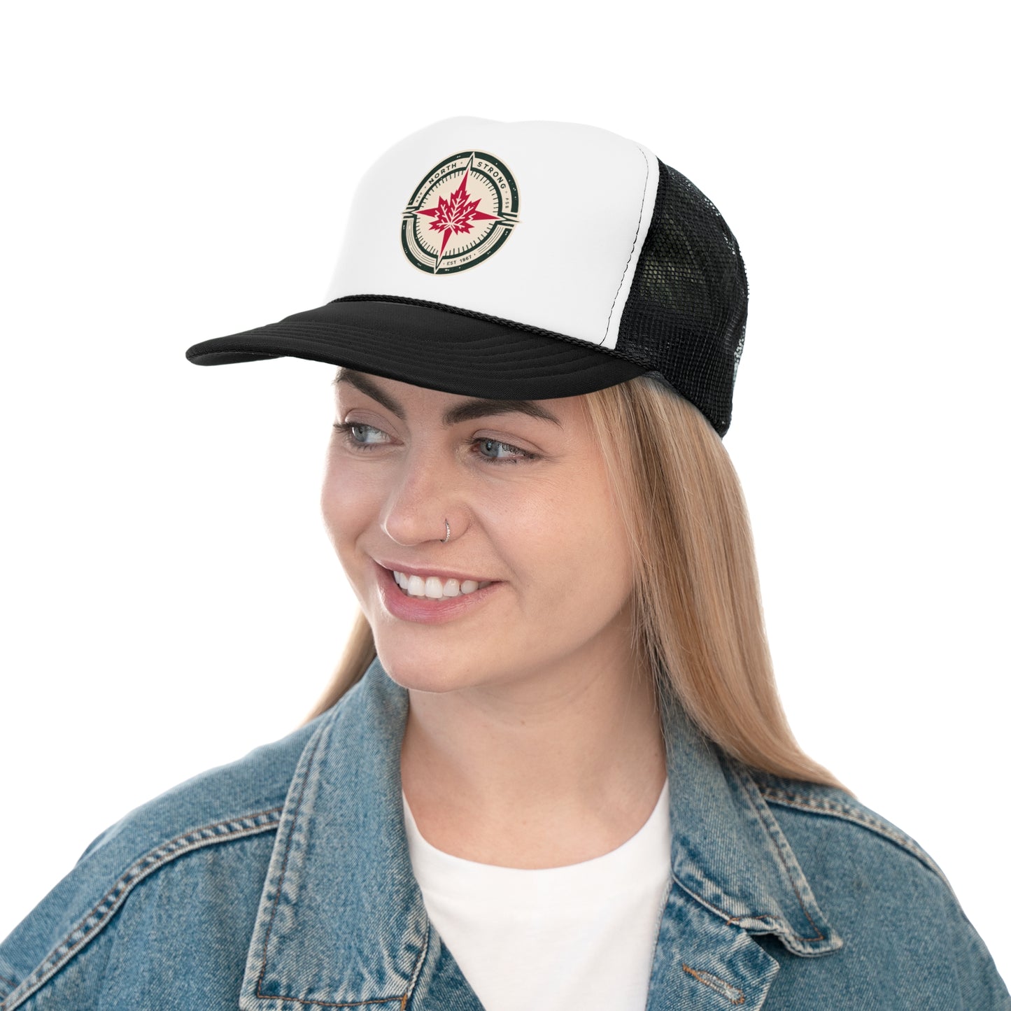 “North Strong” Trucker Cap – Adjustable Mesh Hat for Outdoor Adventures