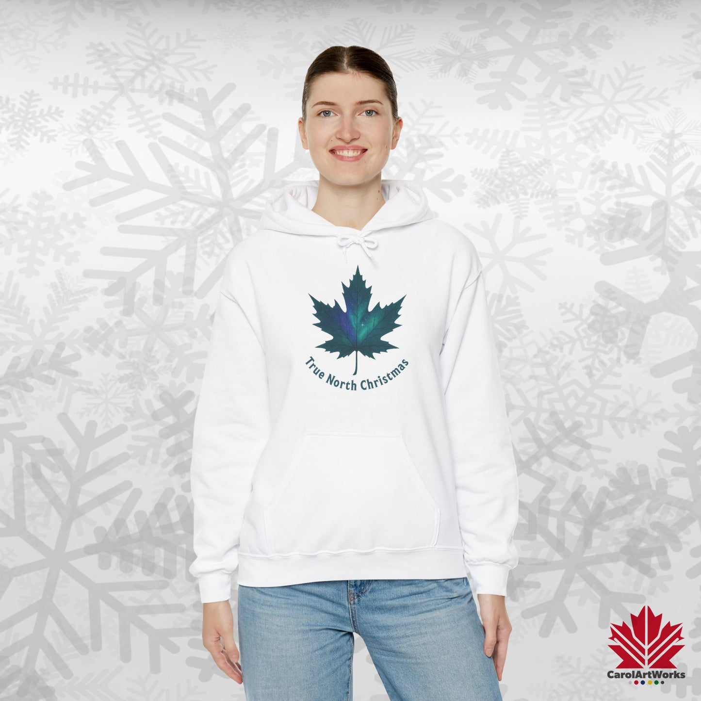 True North Christmas Hoodie | Maple Leaf Holiday Hoodie | Canadian Fleece Hoodie – Premium Softstyle Cotton