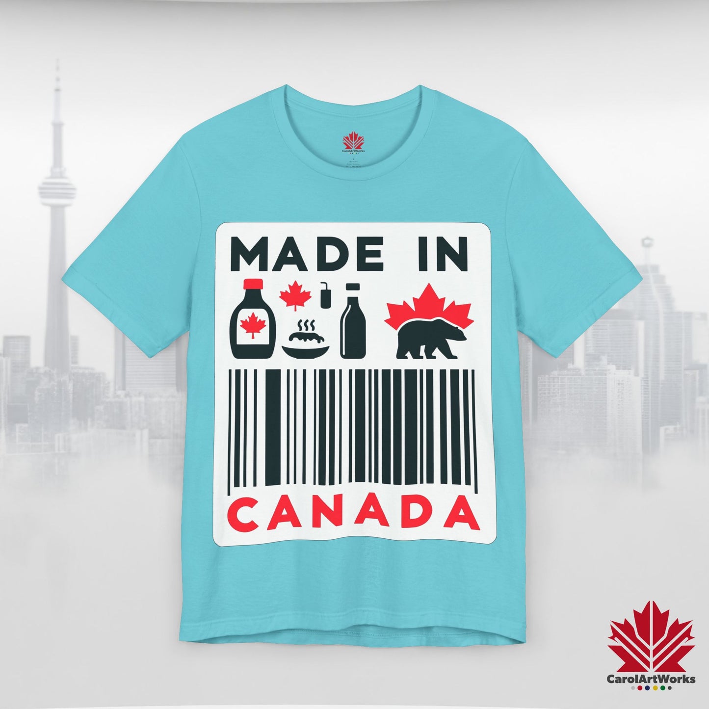 "Made in Canada" product label Design Unisex Short Sleeve Tee β Minimalist, Playful, and Proud