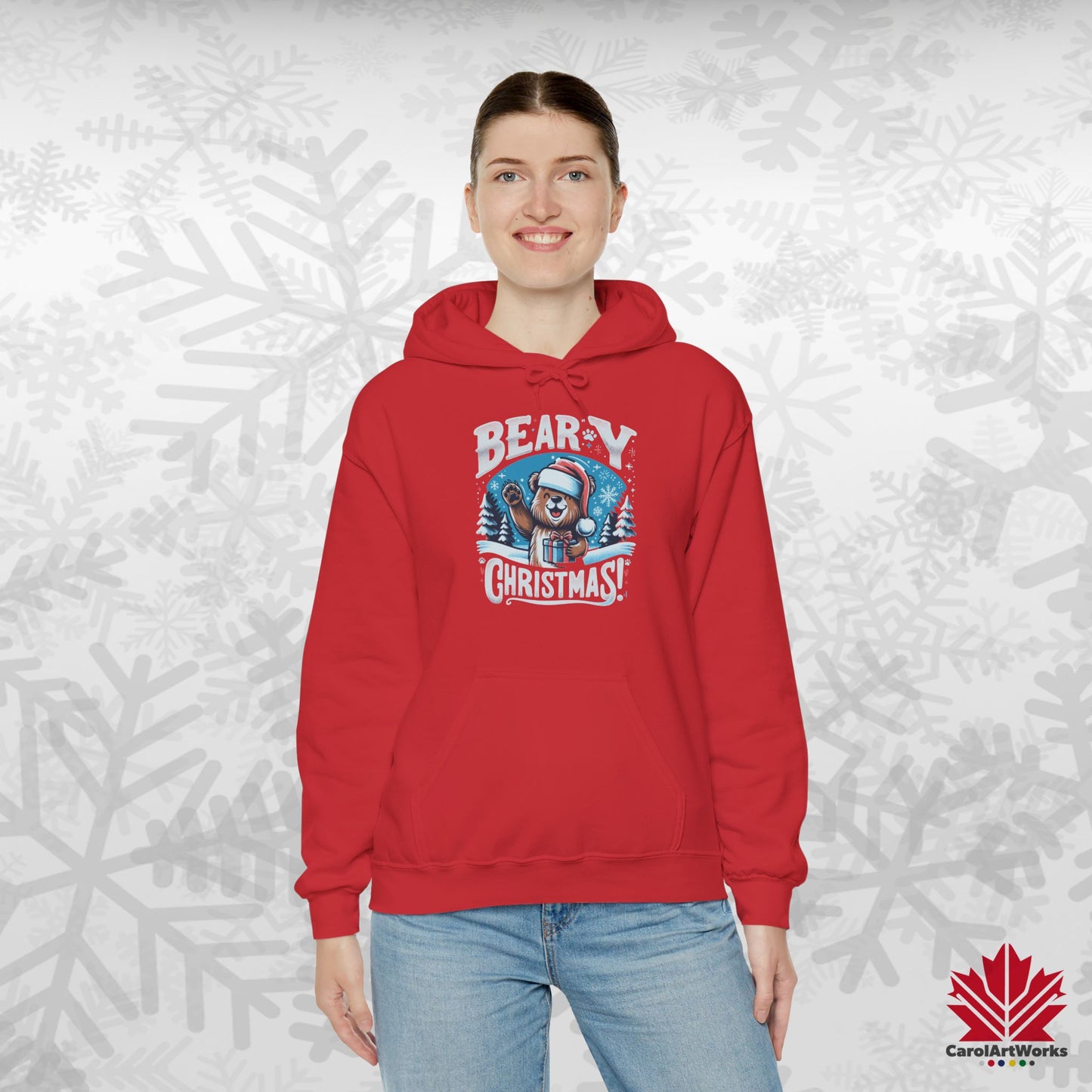 Beary Christmas Hoodie | Funny Bear Christmas Hoodie | Canadian Fleece Hoodie – Premium Softstyle Cotton
