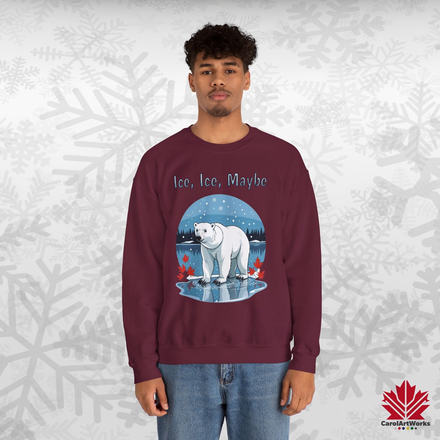 Ice Ice Maybe Sweatshirt | Polar Bear Holiday Crewneck | Premium Fleece, Made in Canada