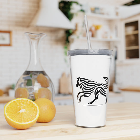 scandinavian minimalistic Design WOLF Tumbler with Straw – Nature Inspired Graphic