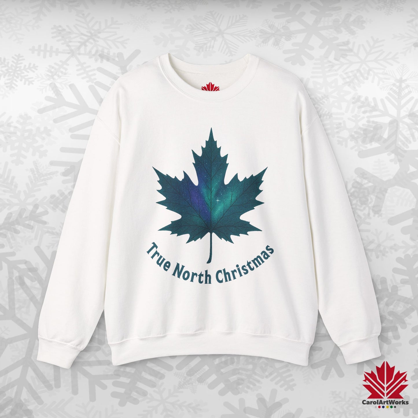 True North Christmas Sweatshirt | Maple Leaf Holiday Crewneck | Premium Fleece, Canadian-Made