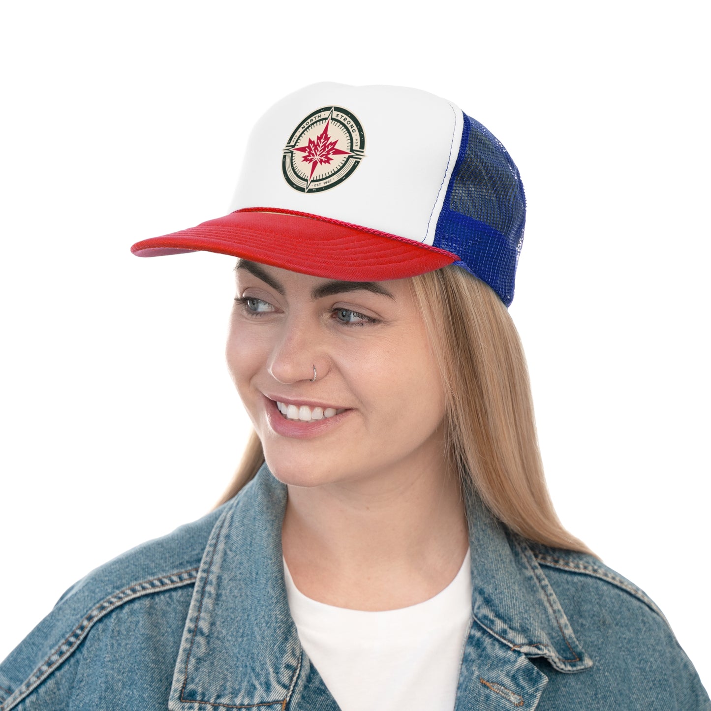 “North Strong” Trucker Cap – Adjustable Mesh Hat for Outdoor Adventures