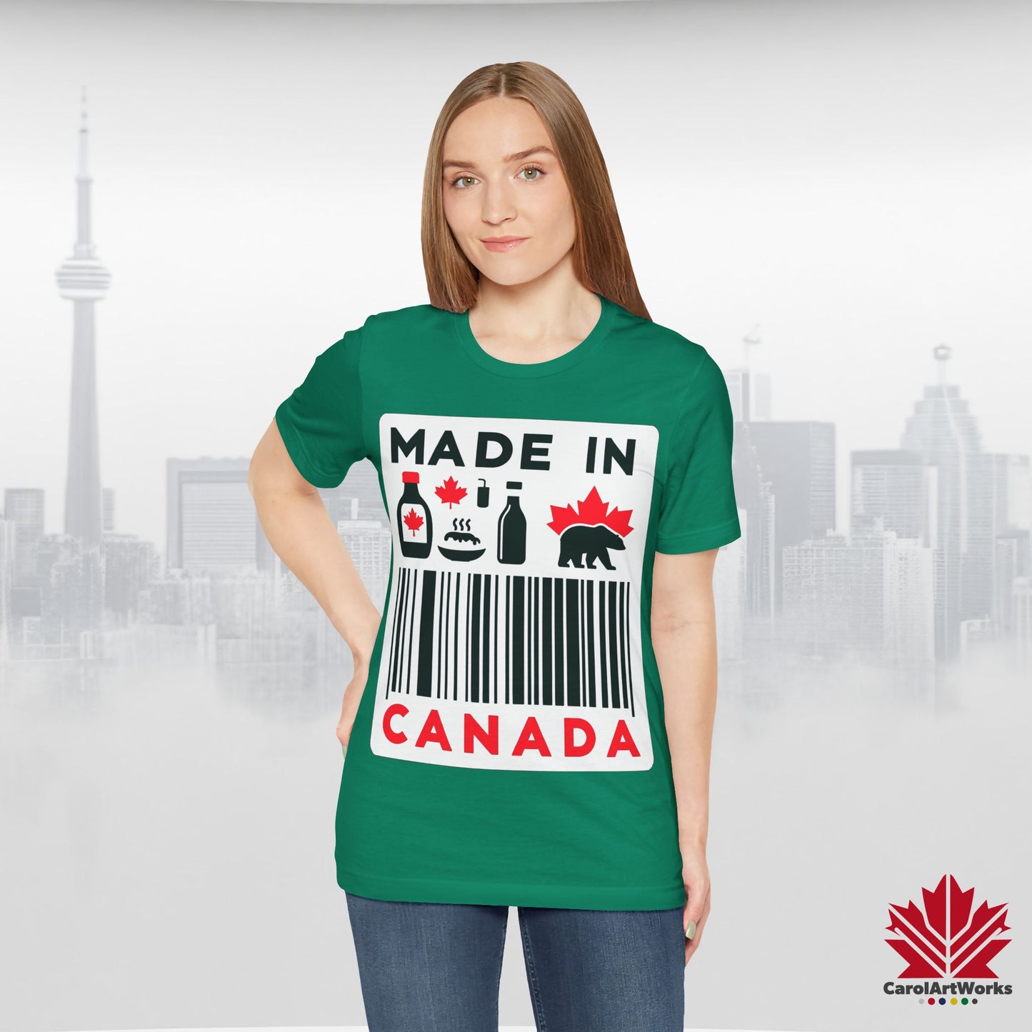 "Made in Canada" product label Design Unisex Short Sleeve Tee β Minimalist, Playful, and Proud