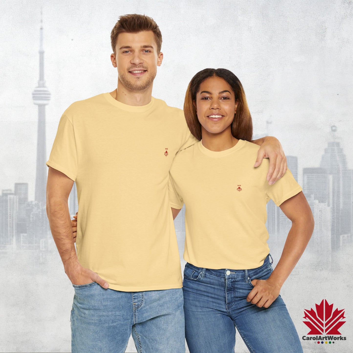 “WE CAN” with Maple Leaf Unisex Cotton Tee – Casual Comfort for Every Occasion