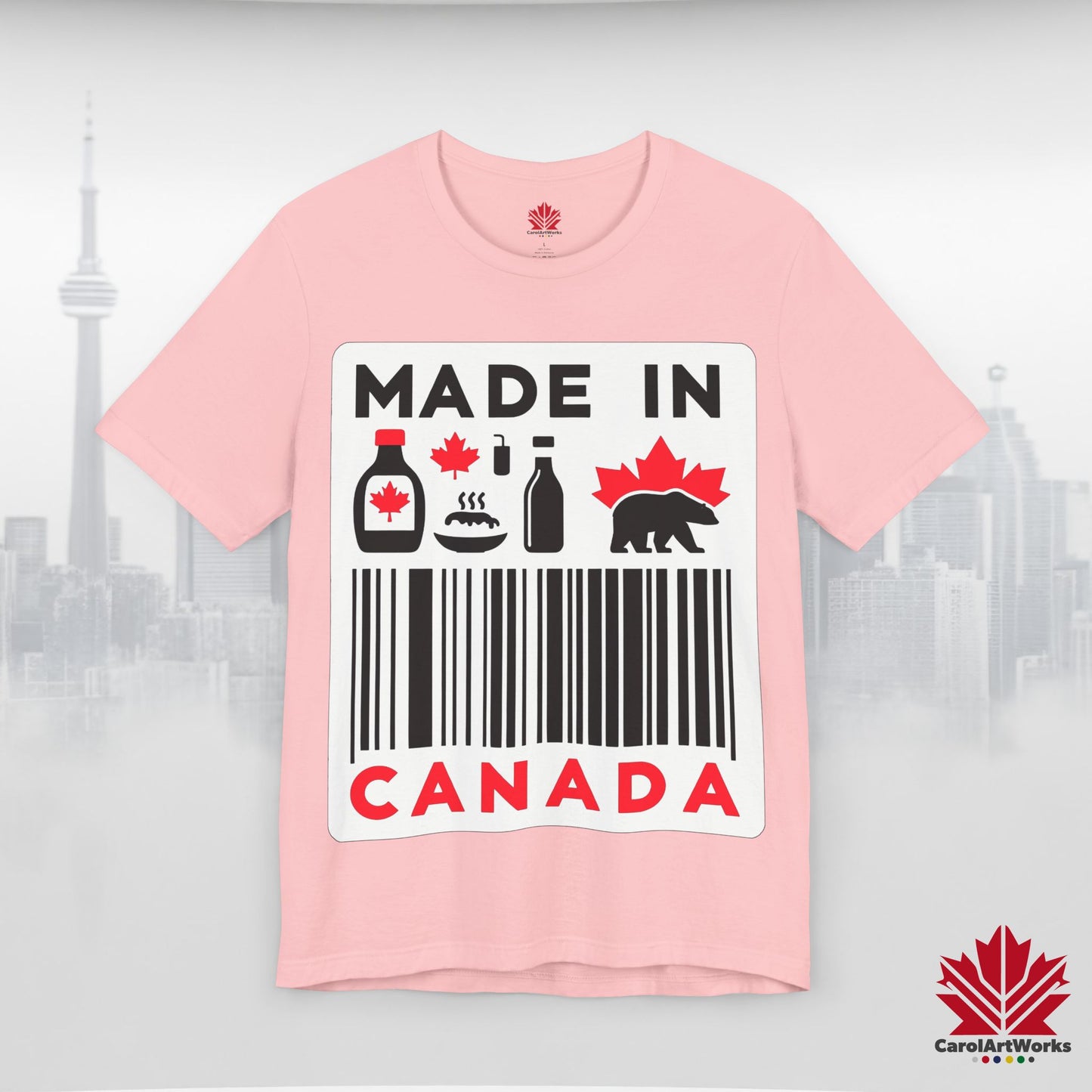 "Made in Canada" product label Design Unisex Short Sleeve Tee β Minimalist, Playful, and Proud