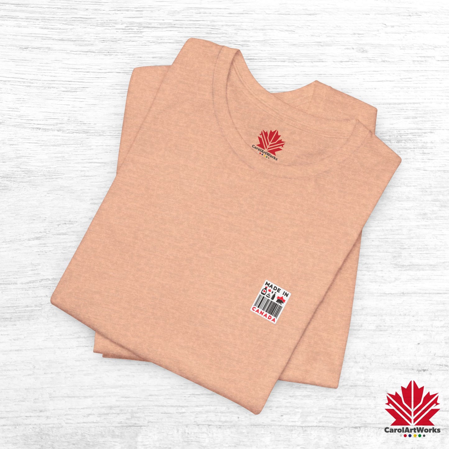 "Made in Canada" product label Design Unisex Short Sleeve Tee β Minimalist, Playful, and Proud