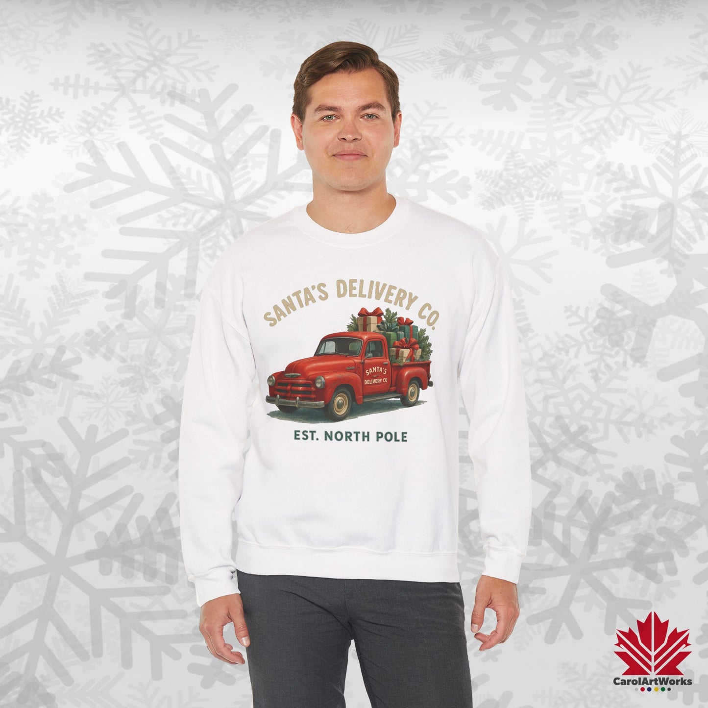 Santa’s Delivery Truck Sweatshirt | Vintage Christmas Crewneck | Canadian Fleece, Premium Quality