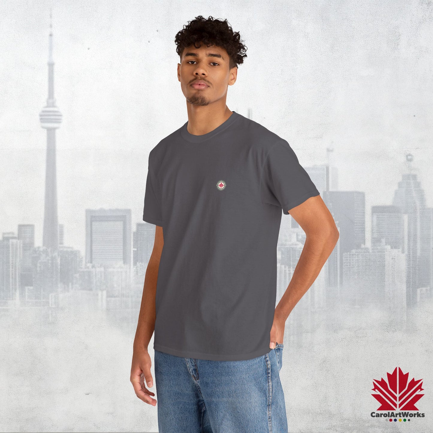 “North Strong” Compass Design – Unisex Cotton Tee – Navigate Adventure with Canadian Pride