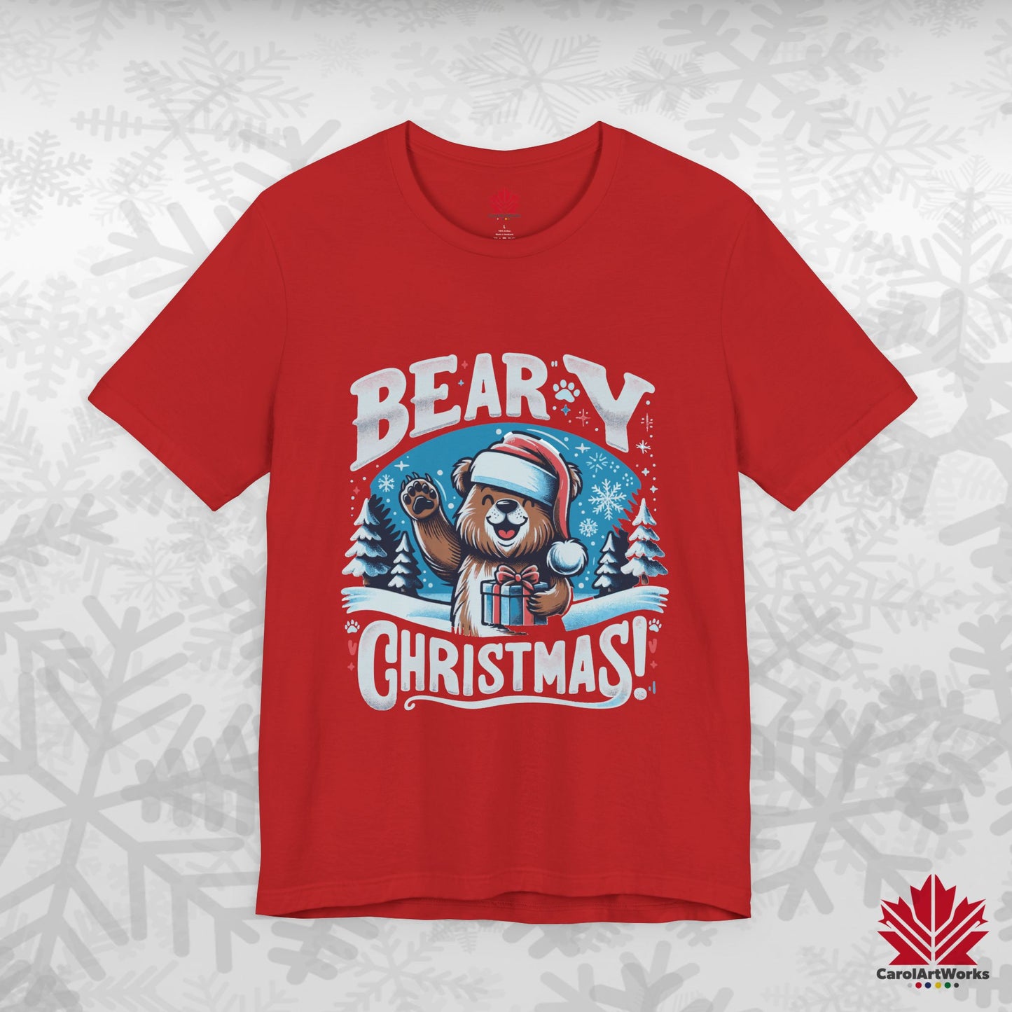 Beary Christmas | Funny Canadian Bear Christmas T-Shirt | Premium Cotton Holiday Tee – Made in Canada, Free Shipping