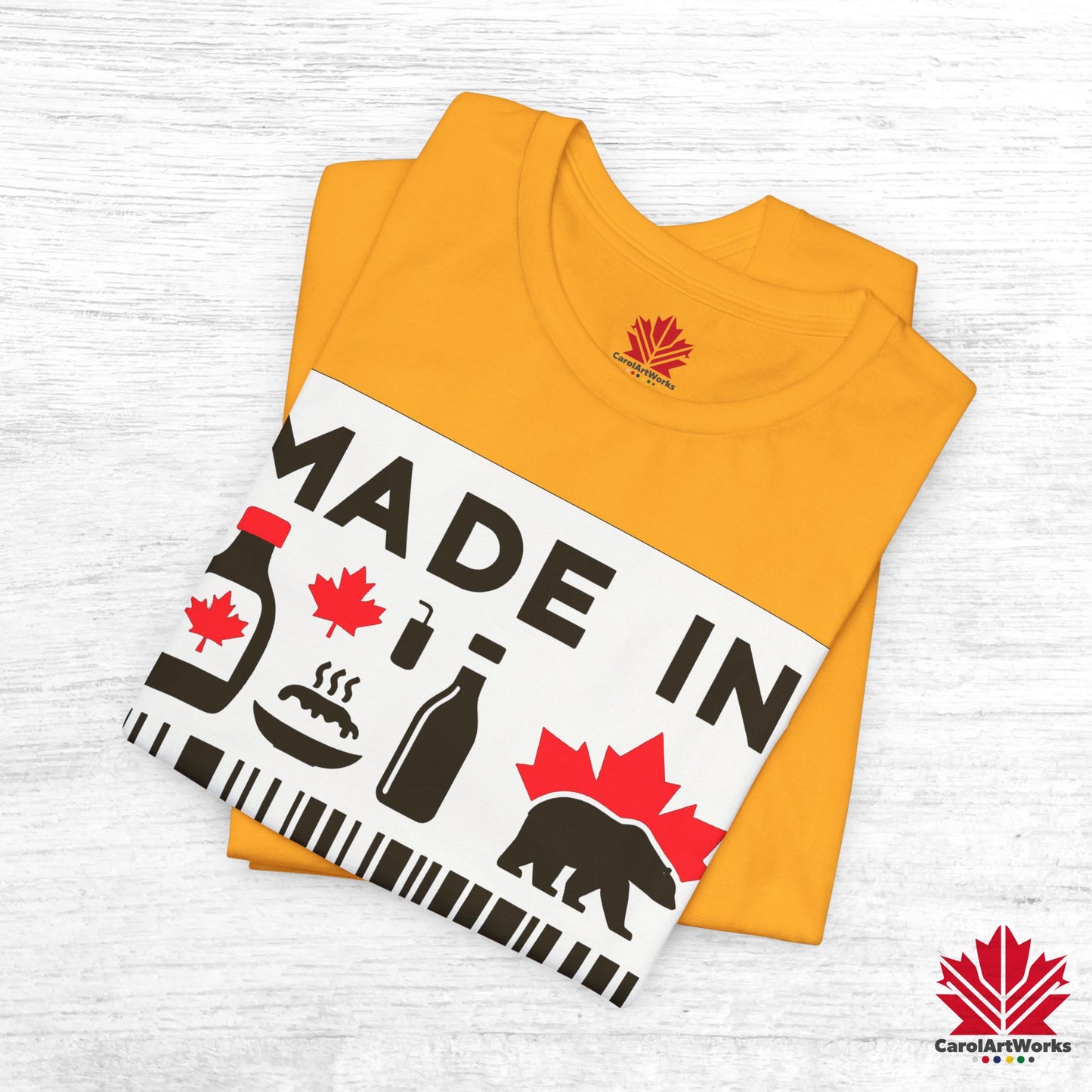 "Made in Canada" product label Design Unisex Short Sleeve Tee β Minimalist, Playful, and Proud