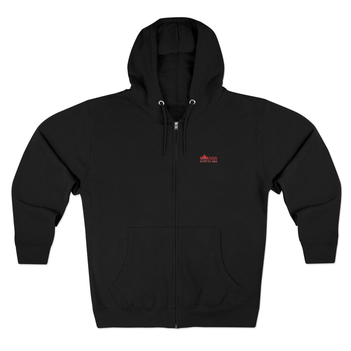 Unisex Zip Hoodie “Canada is Not for Sale” – Red Maple Leaf and Mountains, Cozy and Stylish Sweatshirt for Proud Canadians