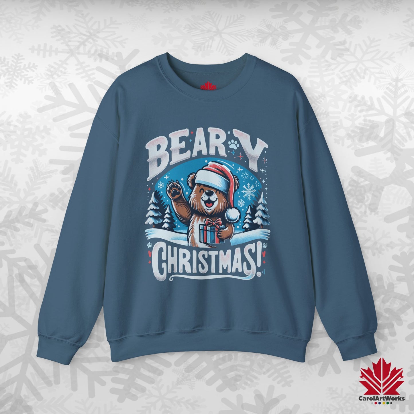 Beary Christmas Sweatshirt | Funny Bear Holiday Crewneck | Premium Fleece, Canadian-Made Christmas Gift