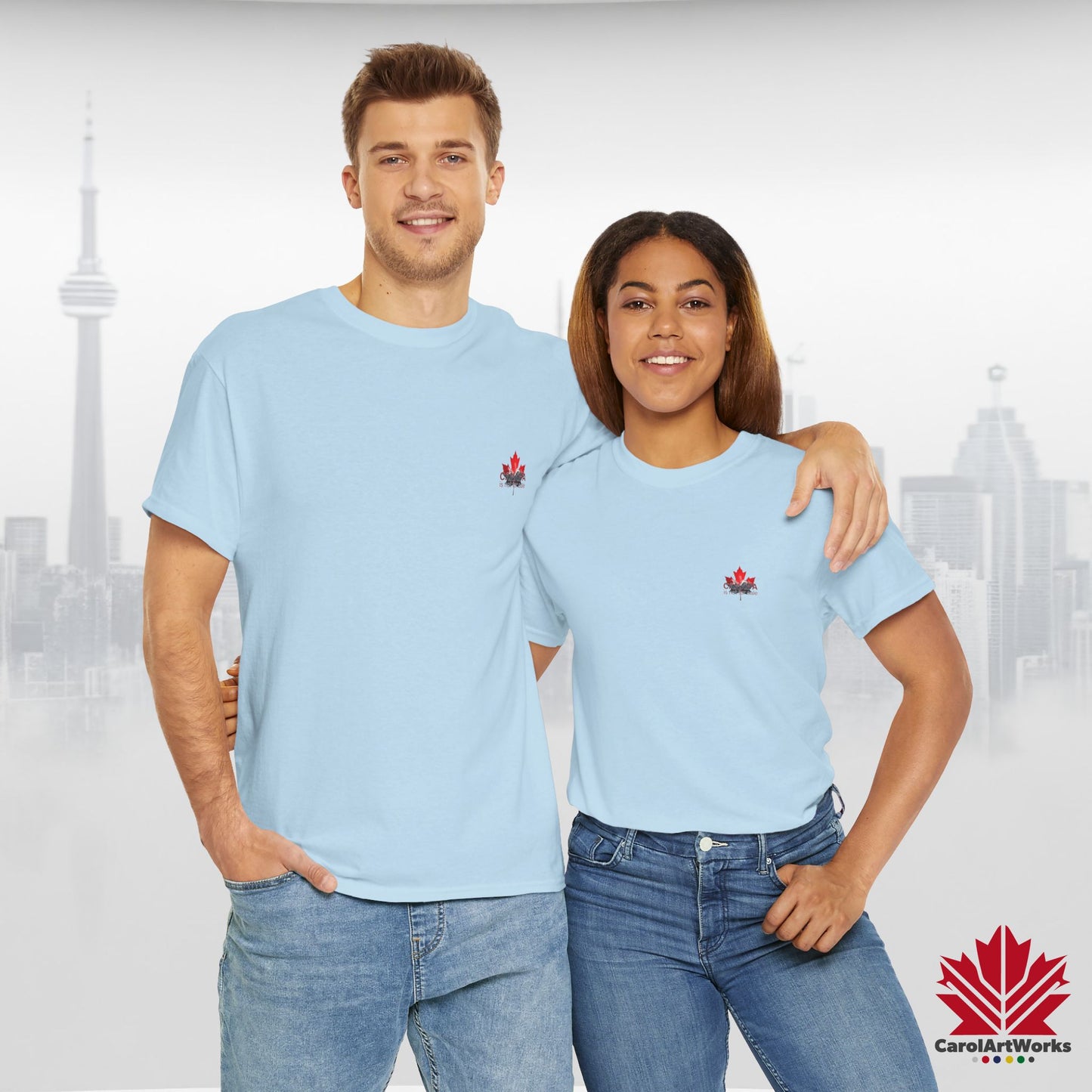 “Canada is not for Sale” Unisex Heavy Cotton Tee – Red Maple Leaf and Mountains, Stylish Canada Shirt