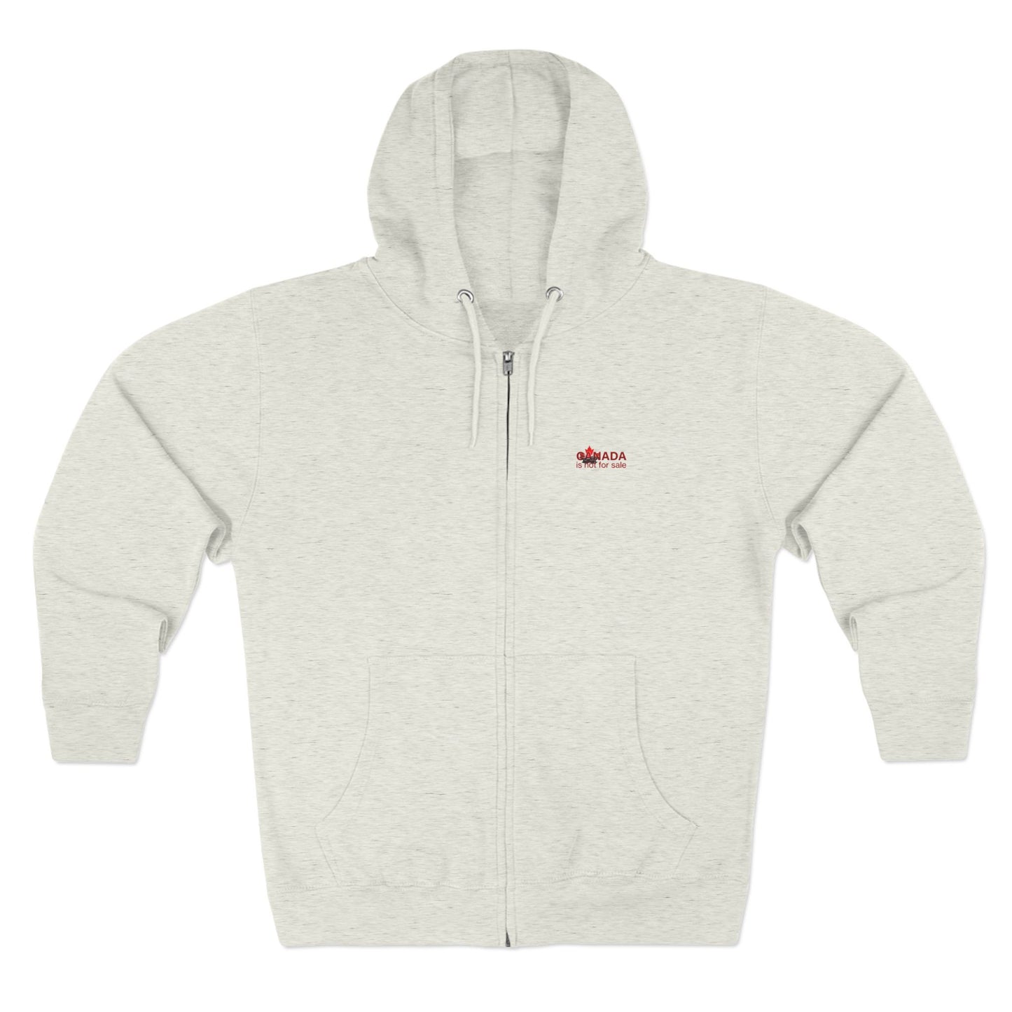 Unisex Zip Hoodie “Canada is Not for Sale” – Red Maple Leaf and Mountains, Cozy and Stylish Sweatshirt for Proud Canadians