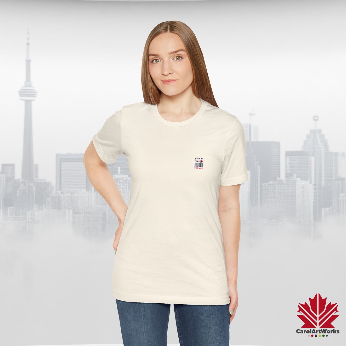 "Made in Canada" product label Design Unisex Short Sleeve Tee β Minimalist, Playful, and Proud