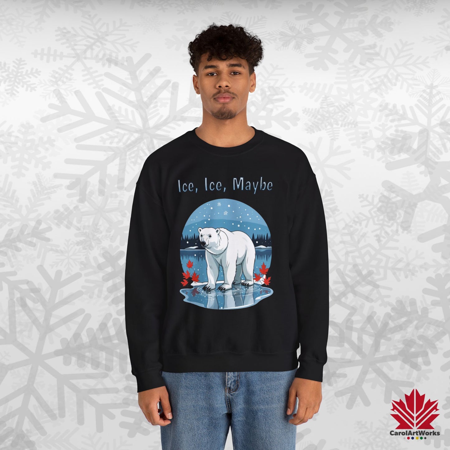Ice Ice Maybe Sweatshirt | Polar Bear Holiday Crewneck | Premium Fleece, Made in Canada