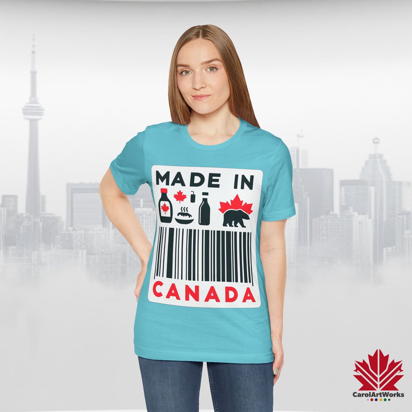 "Made in Canada" product label Design Unisex Short Sleeve Tee β Minimalist, Playful, and Proud