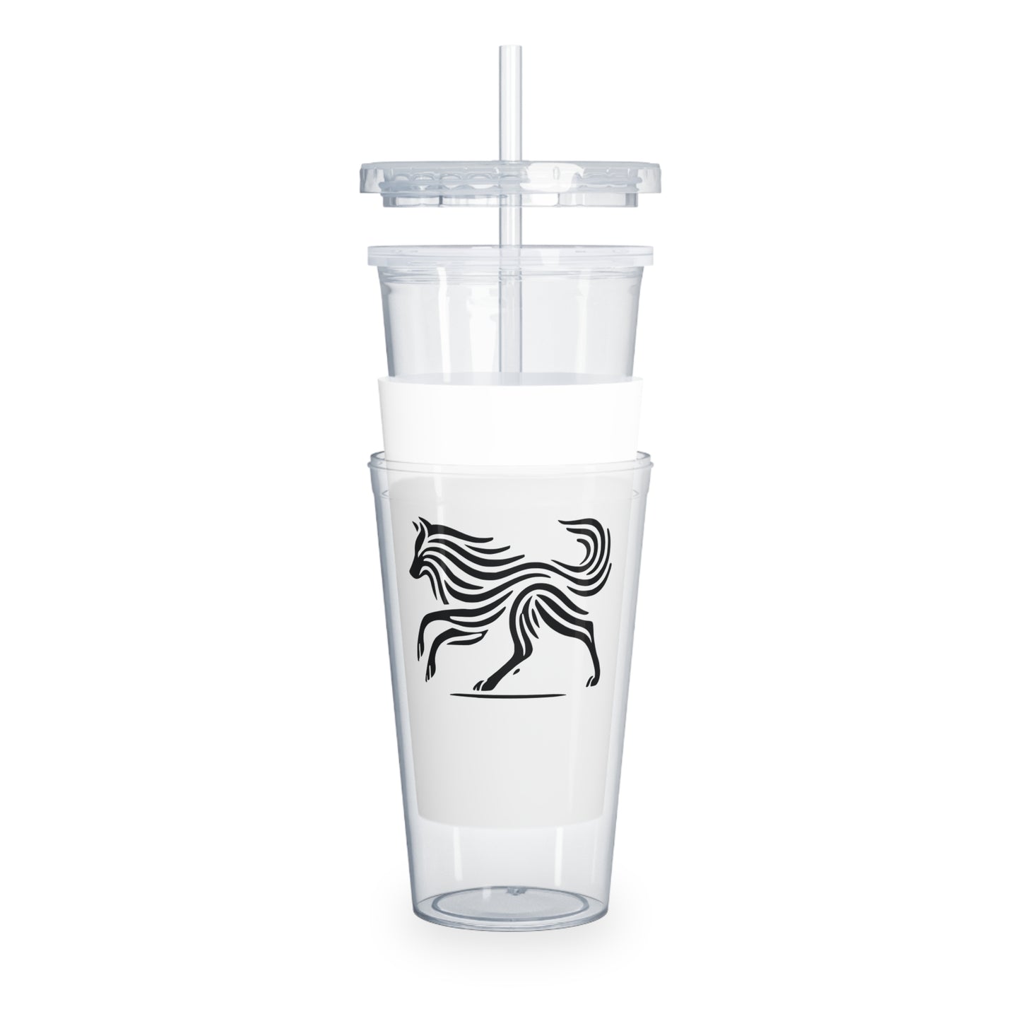 scandinavian minimalistic Design WOLF Tumbler with Straw – Nature Inspired Graphic