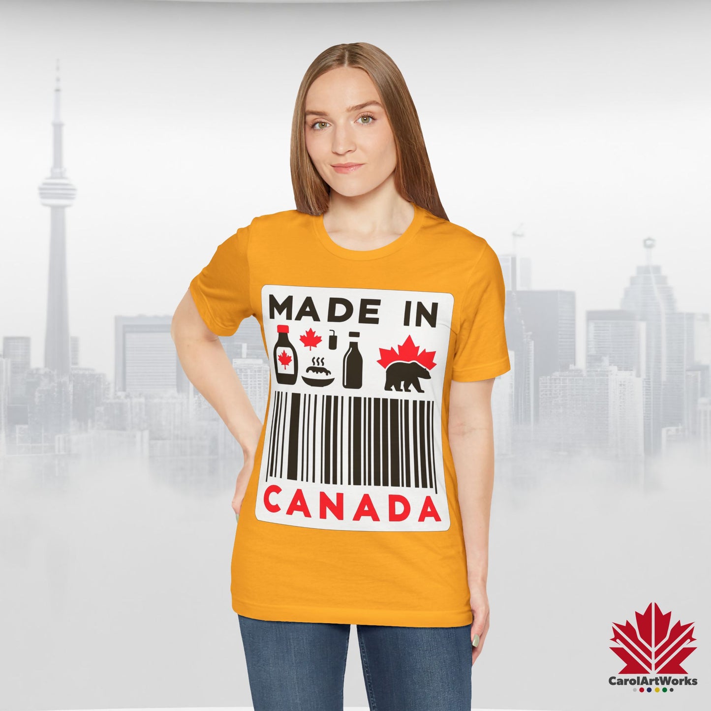 "Made in Canada" product label Design Unisex Short Sleeve Tee β Minimalist, Playful, and Proud