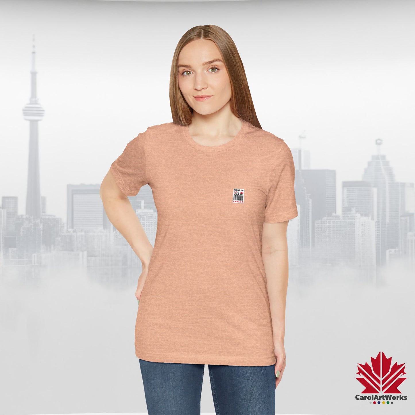 "Made in Canada" product label Design Unisex Short Sleeve Tee β Minimalist, Playful, and Proud