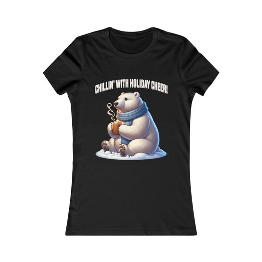 Chillin’ With Holiday Cheer Women’s Tee | Cute Polar Bear Holiday Shirt | Premium Cotton Blend, Made in Canada