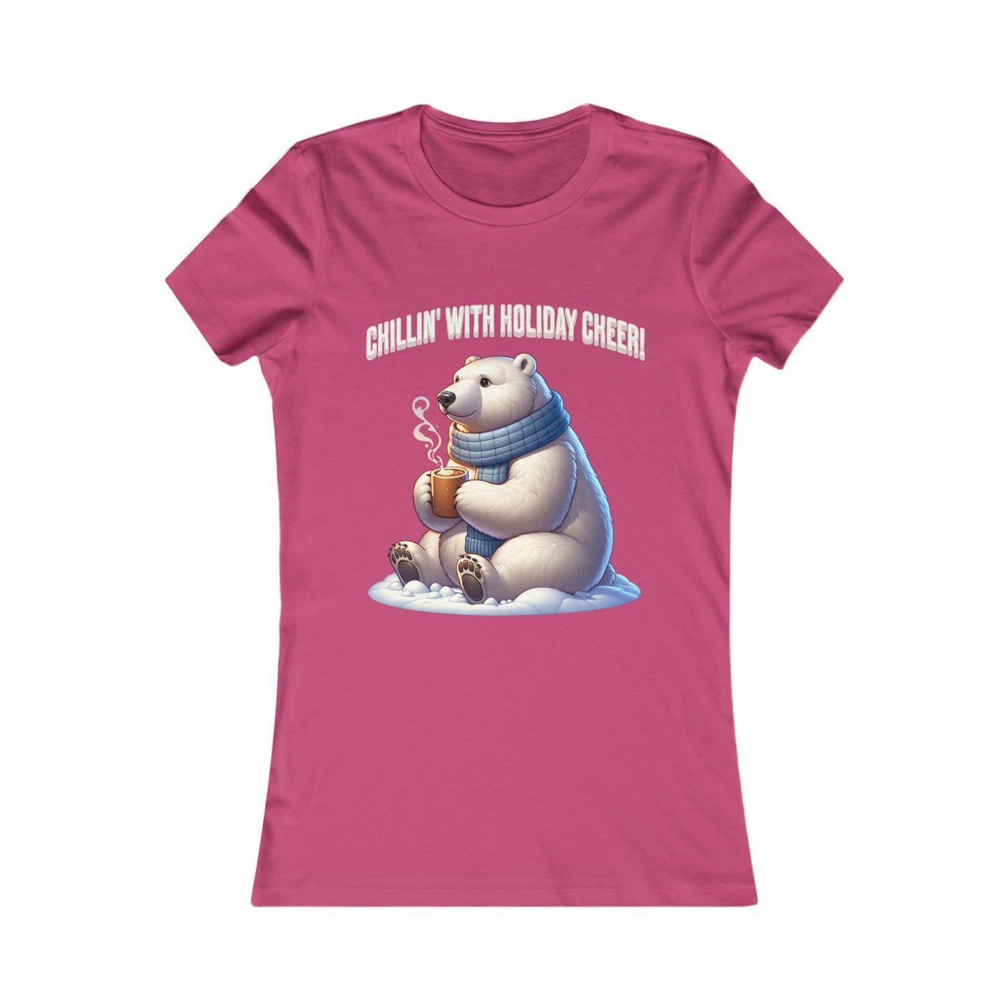 Chillin’ With Holiday Cheer Women’s Tee | Cute Polar Bear Holiday Shirt | Premium Cotton Blend, Made in Canada