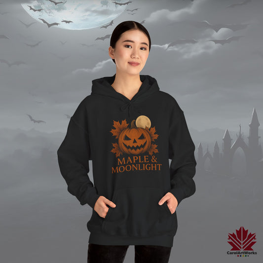 Maple & Moonlight – Cozy Canadian Halloween Hoodie