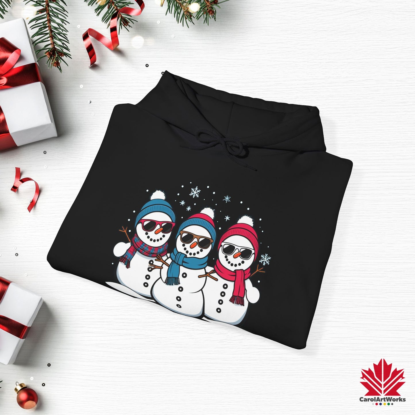 Cool Snow Squad Hoodie | Funny Snowman Christmas Hoodie | Canadian Fleece Hoodie – Premium Cotton Blend