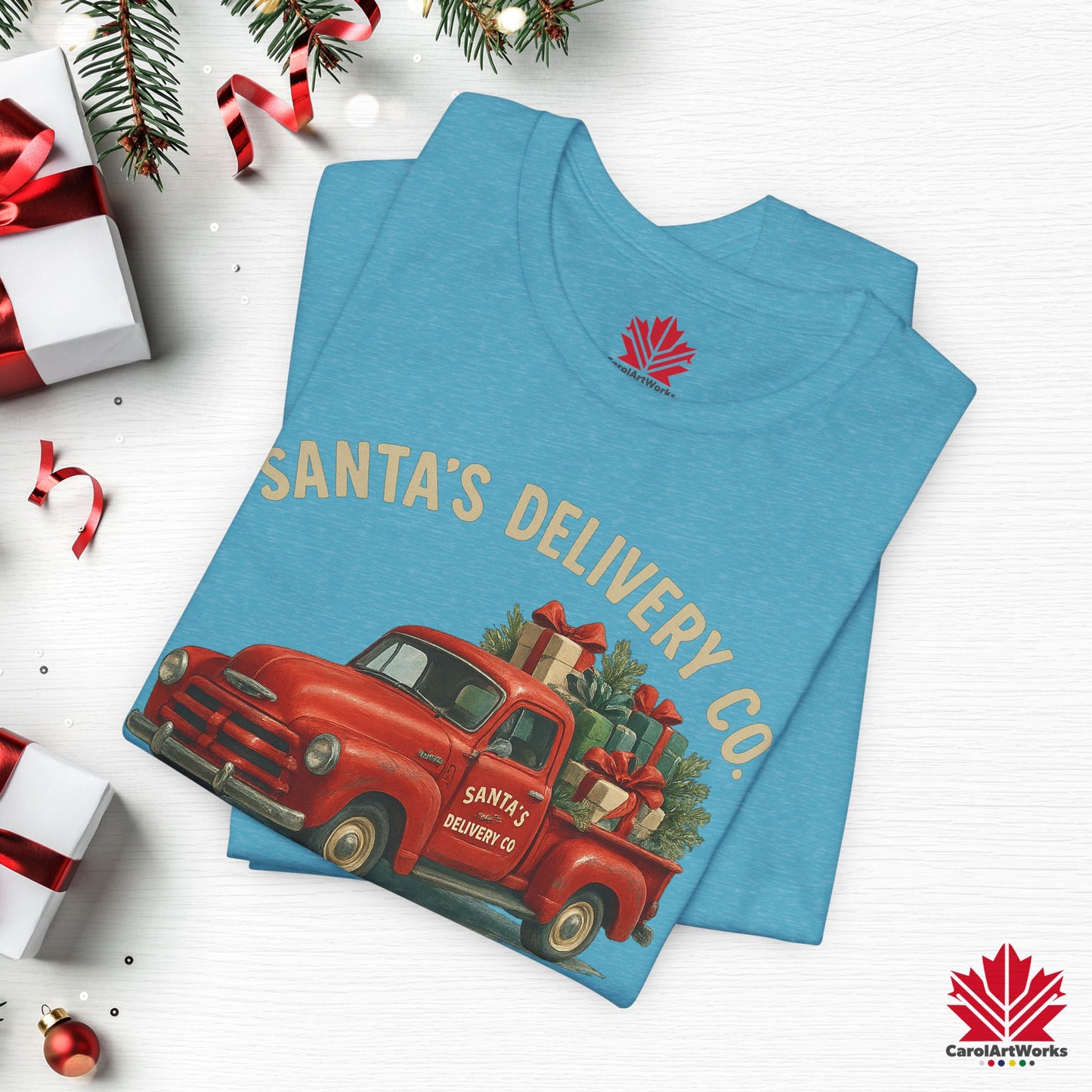 Santa’s Delivery Truck | Vintage Christmas Shirt | Red Truck Holiday Tee – Canadian Premium Cotton Gift