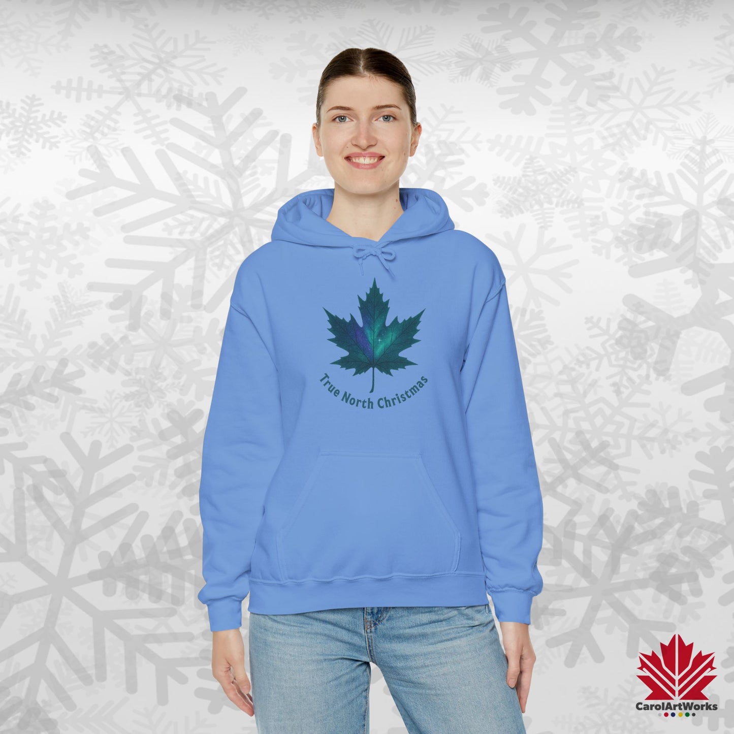 True North Christmas Hoodie | Maple Leaf Holiday Hoodie | Canadian Fleece Hoodie – Premium Softstyle Cotton