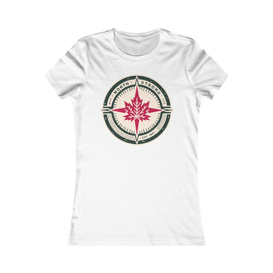 “North Strong” Compass Design – Women’s Favorite Tee – Navigate Adventure with Canadian Pride