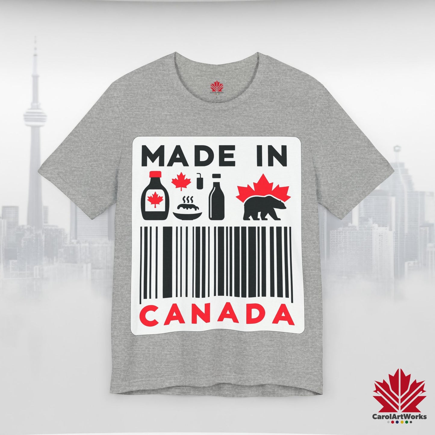 "Made in Canada" product label Design Unisex Short Sleeve Tee β Minimalist, Playful, and Proud