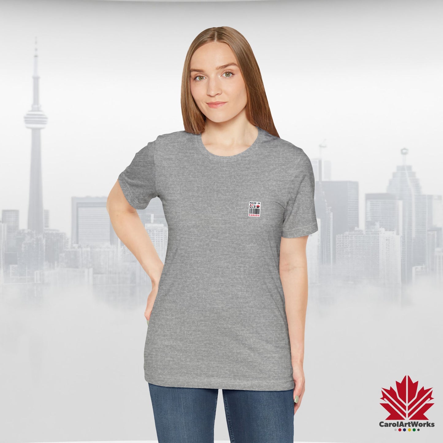 "Made in Canada" product label Design Unisex Short Sleeve Tee β Minimalist, Playful, and Proud