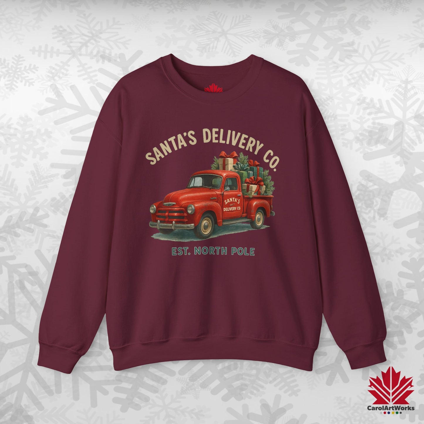 Santa’s Delivery Truck Sweatshirt | Vintage Christmas Crewneck | Canadian Fleece, Premium Quality