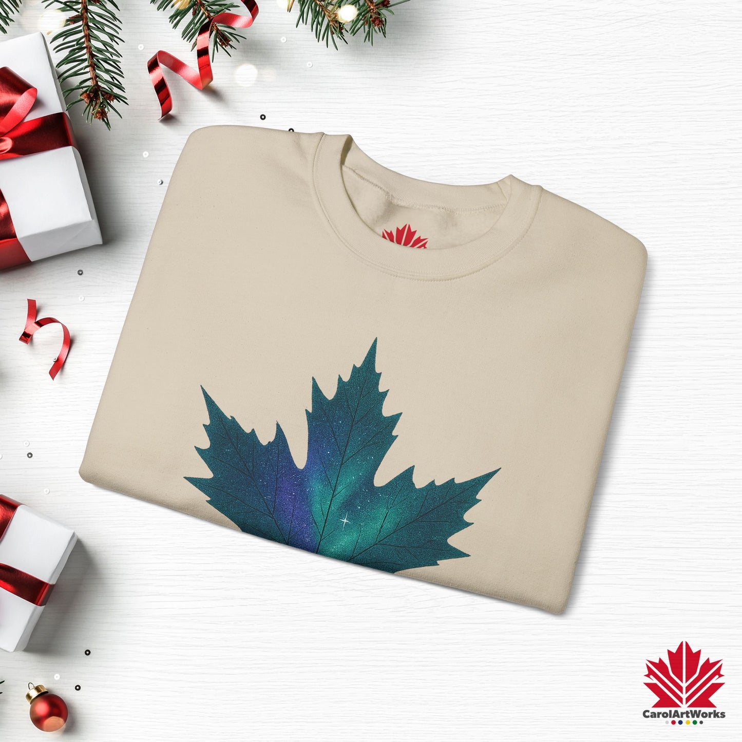 True North Christmas Sweatshirt | Maple Leaf Holiday Crewneck | Premium Fleece, Canadian-Made