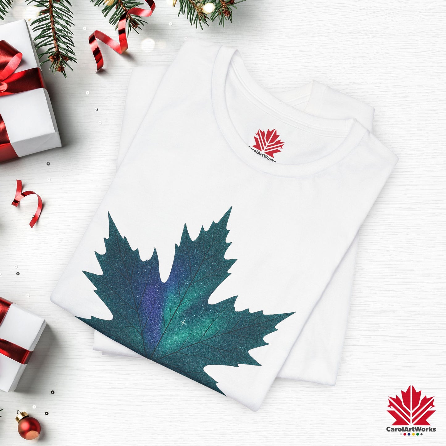 True North Christmas | Maple Leaf Holiday Tee | Proudly Canadian Christmas Shirt – Premium Cotton Gift