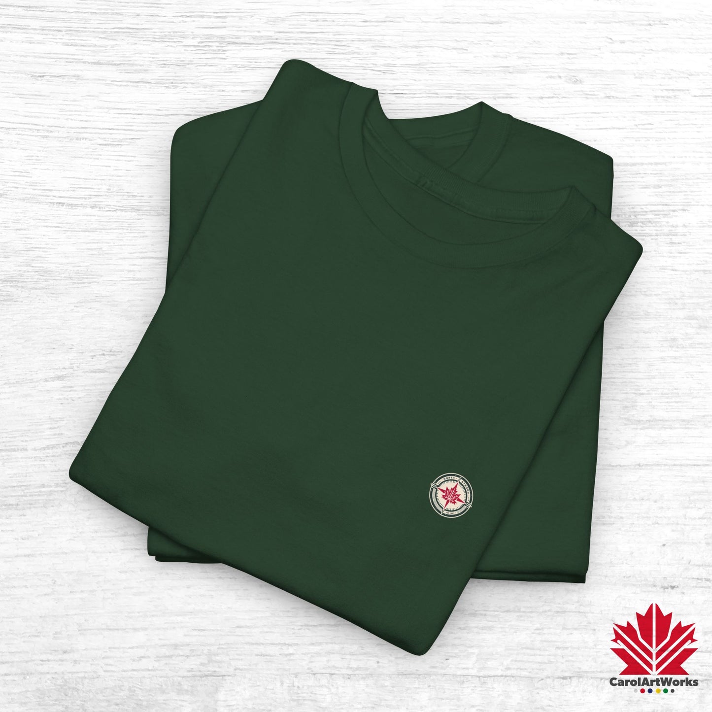 “North Strong” Compass Design – Unisex Cotton Tee – Navigate Adventure with Canadian Pride
