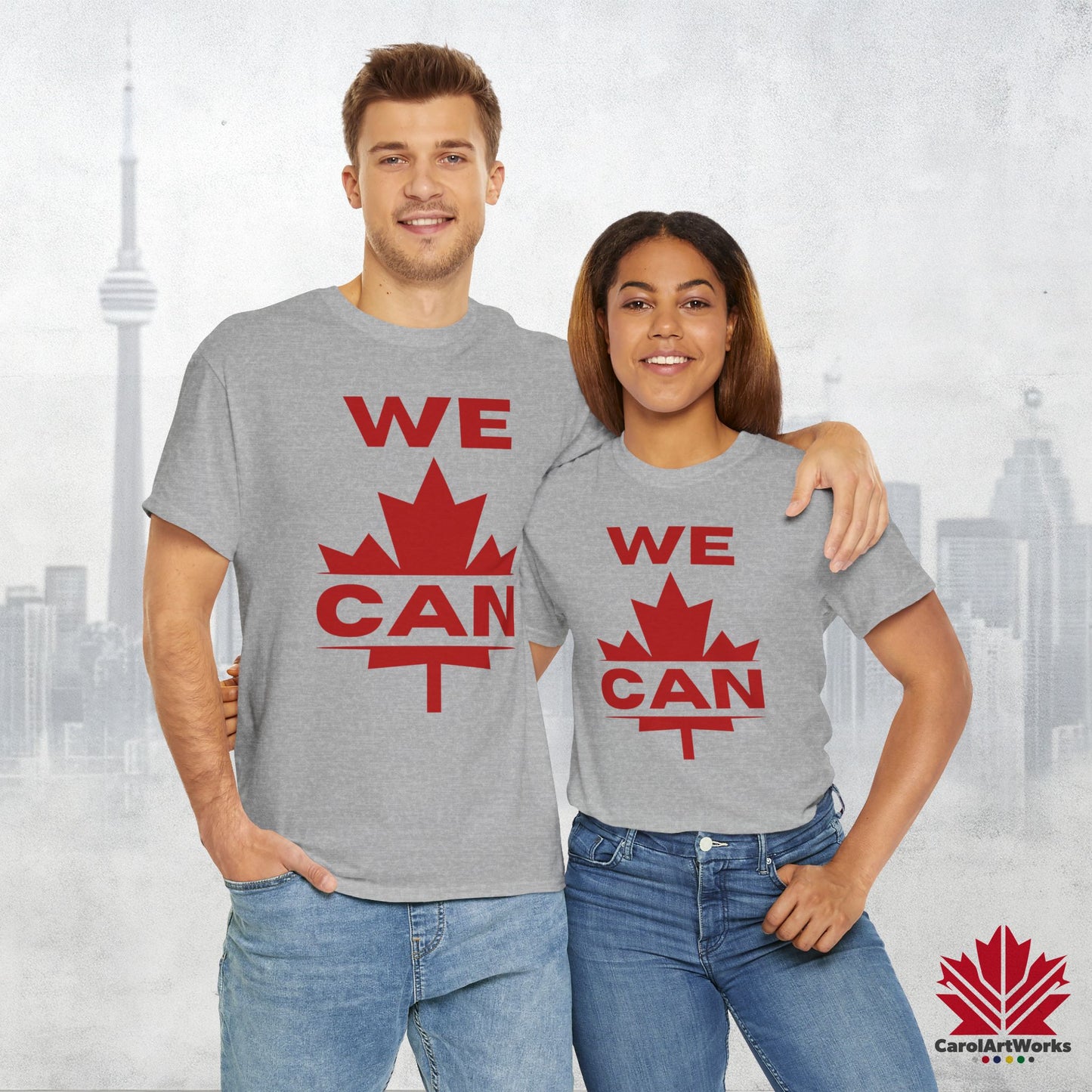 “WE CAN” with Maple Leaf Unisex Cotton Tee – Casual Comfort for Every Occasion