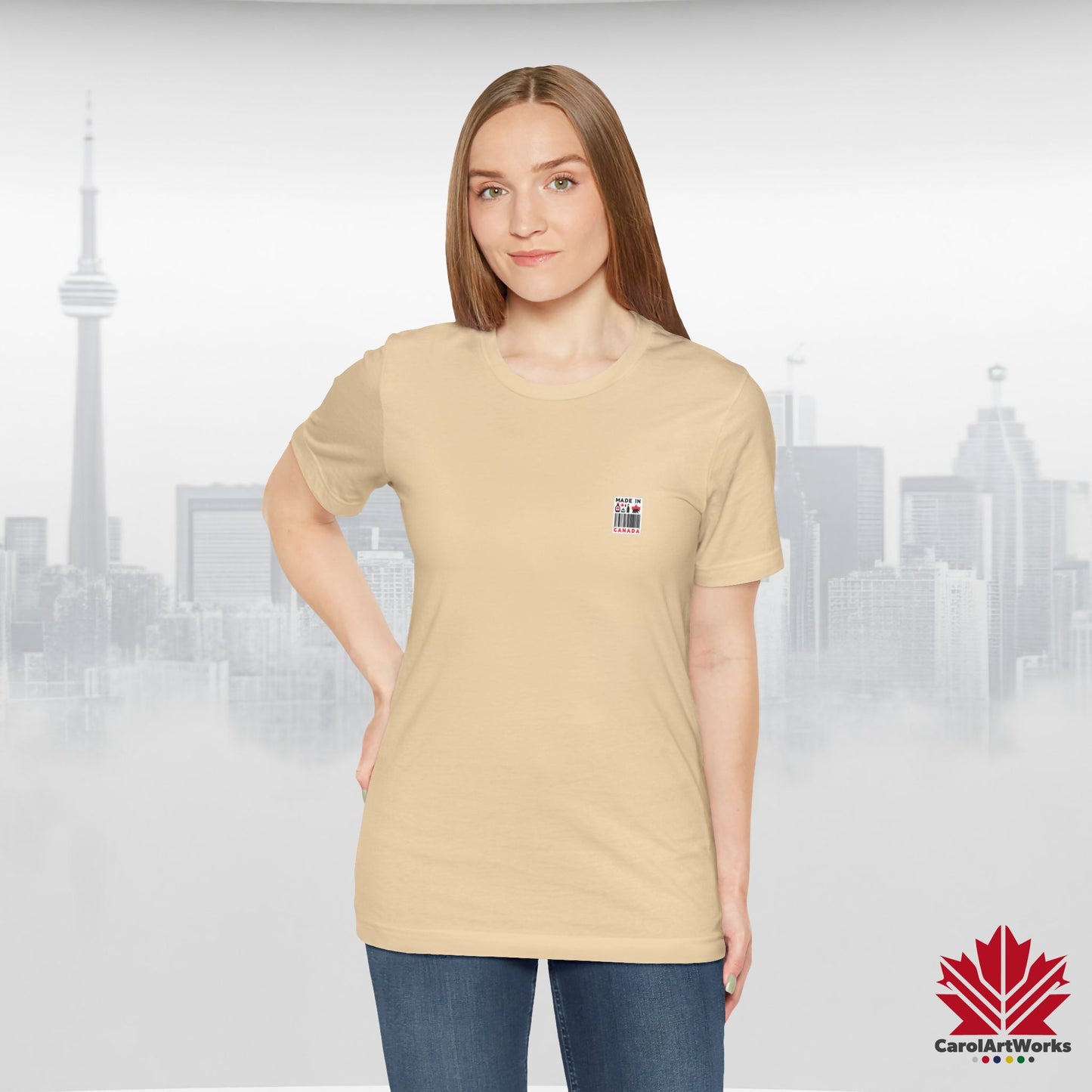 "Made in Canada" product label Design Unisex Short Sleeve Tee β Minimalist, Playful, and Proud